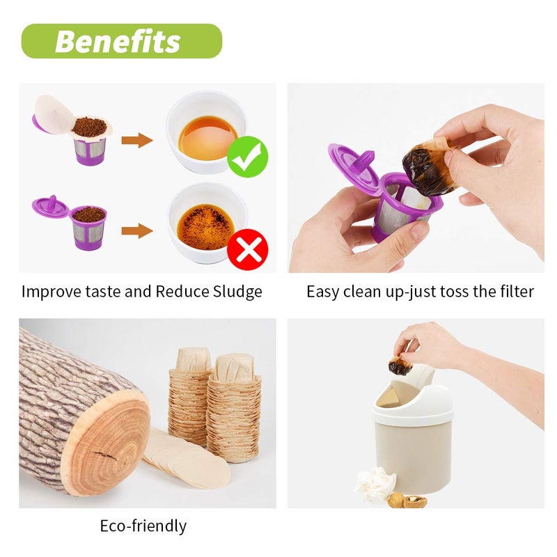 RUOYING Unbleached K cup Coffee Paper Filters with Lid Disposable for Reusable K Cup Filters, Disposable Keurig Filters Unbleached, Fits All Keurig Single Serve Filter Brands (300 pack) - Image 4